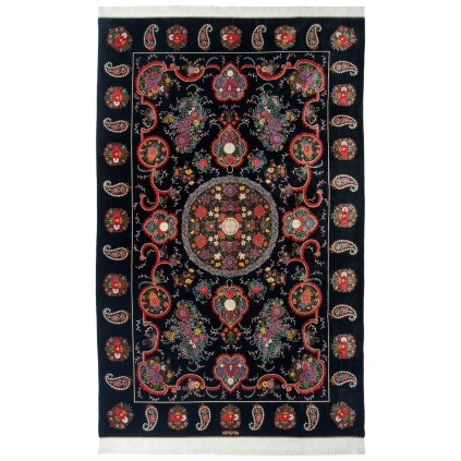 Handwoven Carpet, Corner Medallion Layout, All Silk, Qom, 200 × 316 cm Ref 10601054
