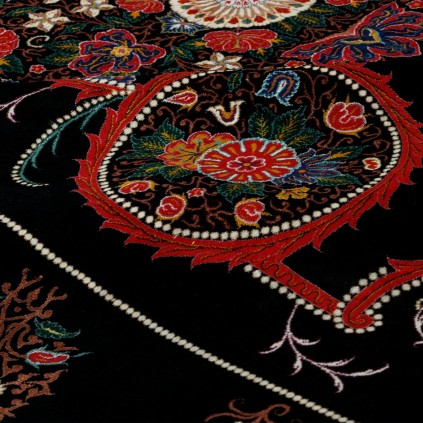 Handwoven Carpet, Corner Medallion Layout, All Silk, Qom, 200 × 316 cm Ref 10601054