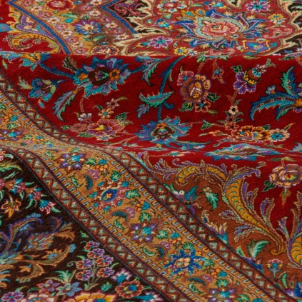 Handwoven Carpet, Corner Medallion Layout, All Silk, Qom, 200 × 300 cm Ref 10601056