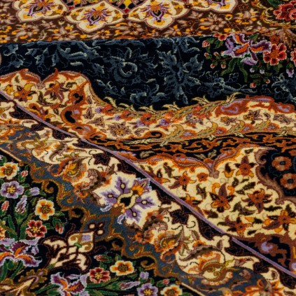 Handwoven Carpet, Corner Medallion Layout, All Silk, Qom, 200 × 308 cm Ref 10601057