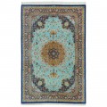 Handwoven Carpet, Corner Medallion Layout, All Silk, Qom, 192 × 290 cm Ref 10501084