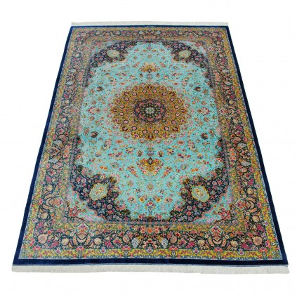 Handwoven Carpet, Corner Medallion Layout, All Silk, Qom, 192 × 290 cm Ref 10501084
