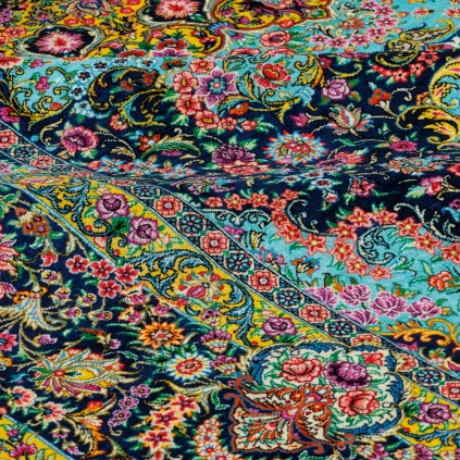 Handwoven Carpet, Corner Medallion Layout, All Silk, Qom, 192 × 290 cm Ref 10501084