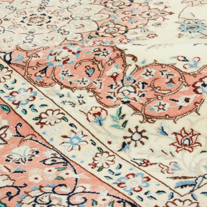 Handwoven Carpet, Corner Medallion Layout, Wool and Silk on Wool Warp, Nain, 203 × 312 cm Ref 10601096