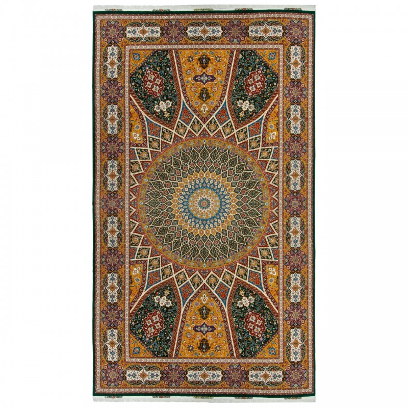 Handwoven Carpet, Dome Layout, Wool and Silk on Silk Warp, Tabriz, 393 × 696 cm Ref 12701117