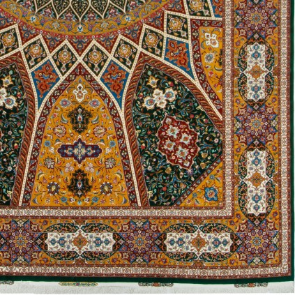 Handwoven Carpet, Dome Layout, Wool and Silk on Silk Warp, Tabriz, 393 × 696 cm Ref 12701117