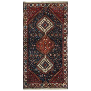 Handwoven Carpet, Square/Block Layout, All Wool, Shiraz, 100 × 195 cm Ref 10101478