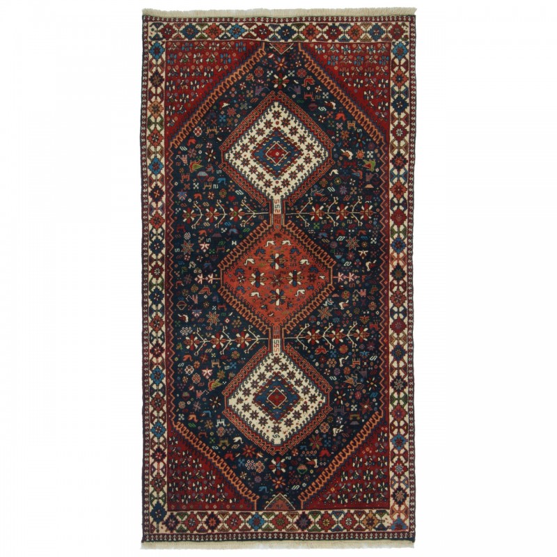 Handwoven Carpet, Square/Block Layout, All Wool, Shiraz, 100 × 195 cm Ref 10101478