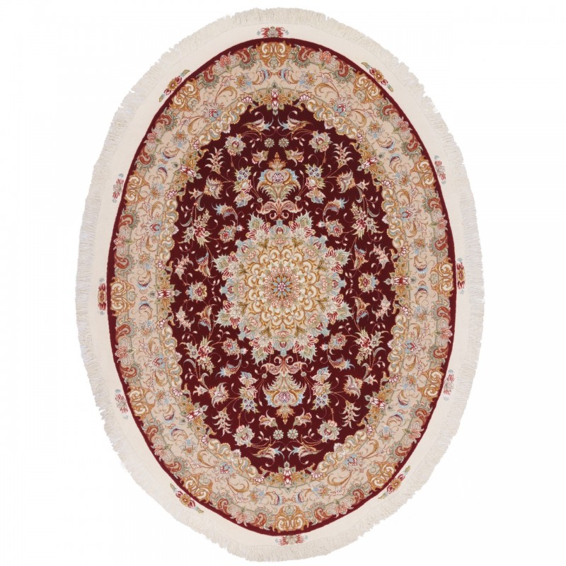 Handwoven Carpet, Medallion Layout, Wool and Silk on Silk Warp, Tabriz, 145 × 208 cm Ref 10300512