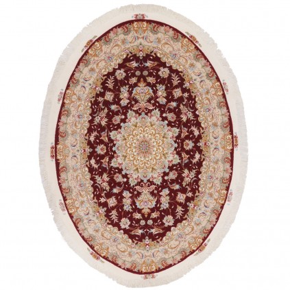 Handwoven Carpet, Medallion Layout, Wool and Silk on Silk Warp, Tabriz, 145 × 208 cm Ref 10300512