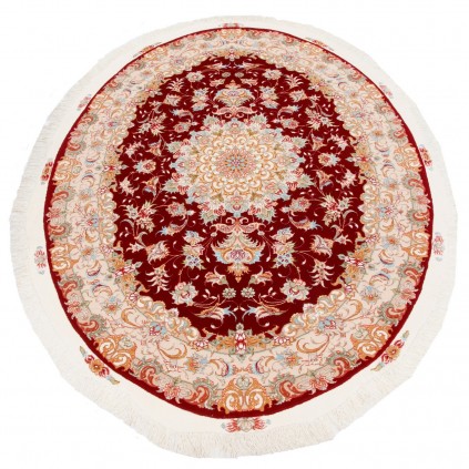 Handwoven Carpet, Medallion Layout, Wool and Silk on Silk Warp, Tabriz, 145 × 208 cm Ref 10300512