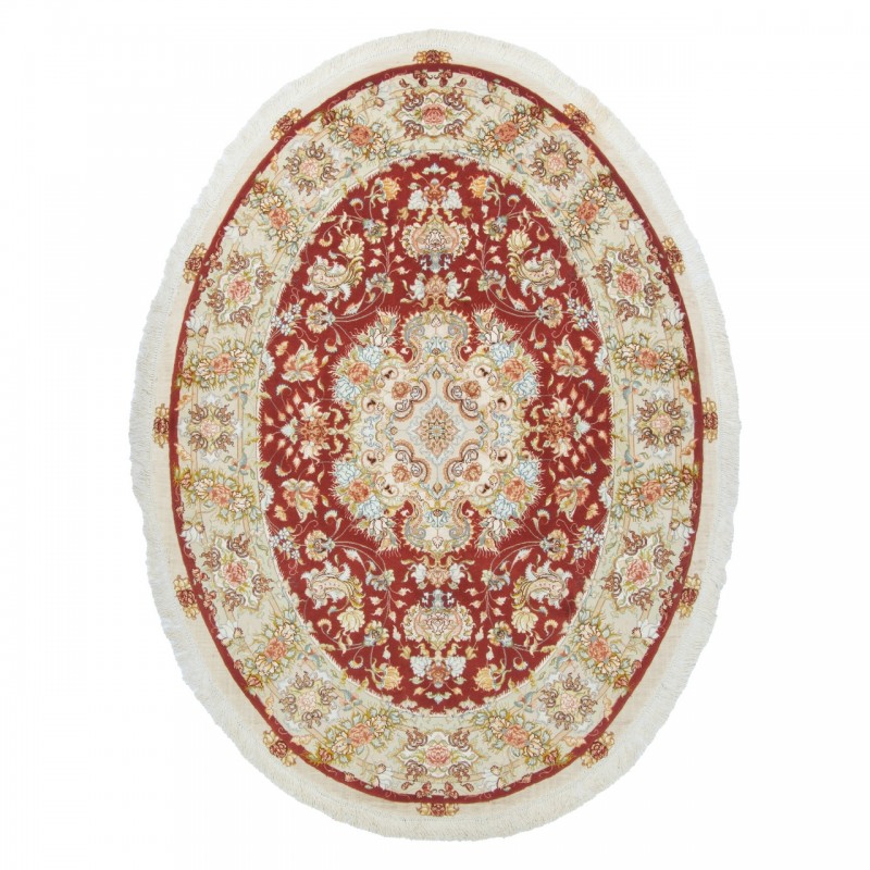 Handwoven Carpet, Medallion Layout, Wool and Silk on Silk Warp, Tabriz, 149 × 212 cm Ref 10300530