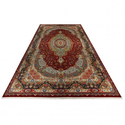 Handwoven Carpet, Corner Medallion Layout, Wool and Silk on Silk Warp, Tabriz, 600 × 1000 cm Ref 16000771