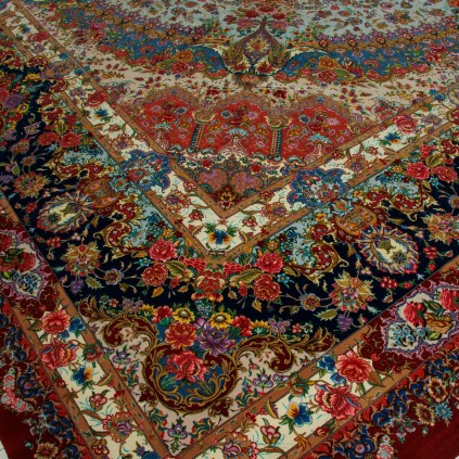Handwoven Carpet, Corner Medallion Layout, Wool and Silk on Silk Warp, Tabriz, 600 × 1000 cm Ref 16000771