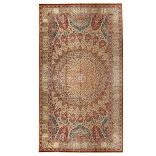 Handwoven Carpet, Dome Layout, All Silk, Qom, 600 × 1000 cm Ref 16000772