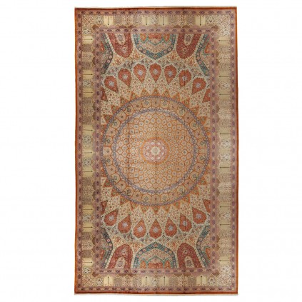 Handwoven Carpet, Dome Layout, All Silk, Qom, 600 × 1000 cm Ref 16000772