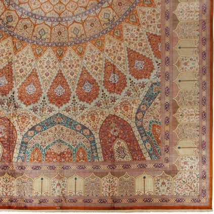 Handwoven Carpet, Dome Layout, All Silk, Qom, 600 × 1000 cm Ref 16000772