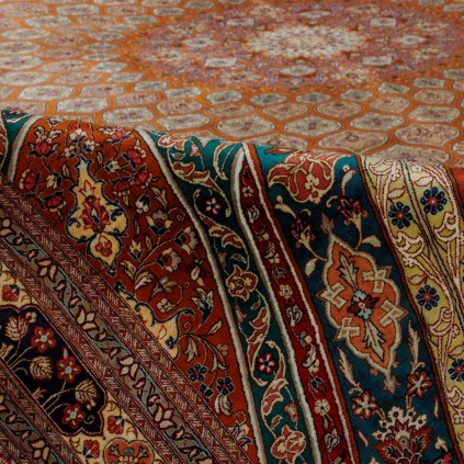 Handwoven Carpet, Dome Layout, All Silk, Qom, 600 × 1000 cm Ref 16000772