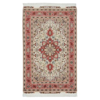 Handwoven Carpet, Corner Medallion Layout, Wool and Silk on Cotton Warp, Heriz, 100 × 150 cm Ref 10100869