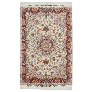 Handwoven Carpet, Corner Medallion Layout, Wool and Silk on Silk Warp, Tabriz, 100 × 150 cm Ref 10100871