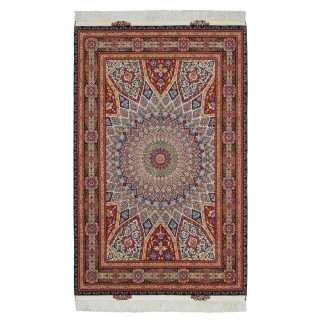 Handwoven Carpet, Dome Layout, Wool and Silk on Cotton Warp, Tabriz, 100 × 150 cm Ref 10100873