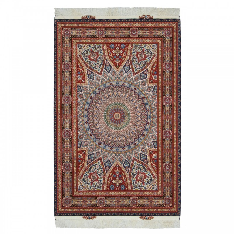 Handwoven Carpet, Dome Layout, Wool and Silk on Cotton Warp, Tabriz, 100 × 150 cm Ref 10100873