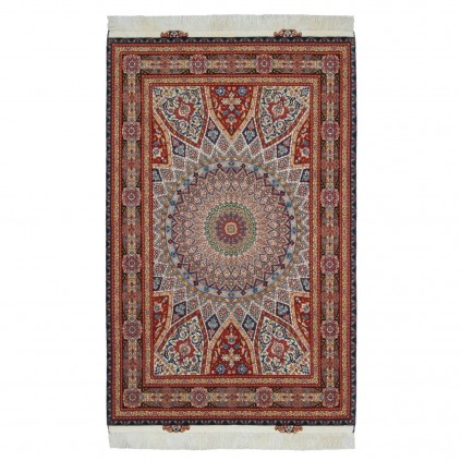 Handwoven Carpet, Dome Layout, Wool and Silk on Cotton Warp, Tabriz, 100 × 150 cm Ref 10100873
