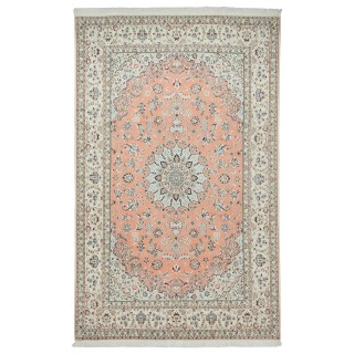 Handwoven Carpet, Corner Medallion Layout, Wool and Silk on Wool Warp, Nain, 207 × 329 cm Ref 10601013