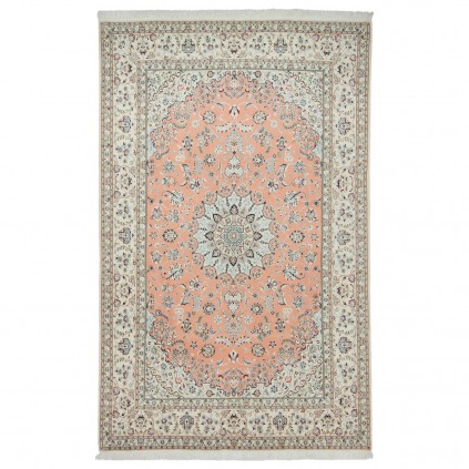 Handwoven Carpet, Corner Medallion Layout, Wool and Silk on Wool Warp, Nain, 207 × 329 cm Ref 10601013