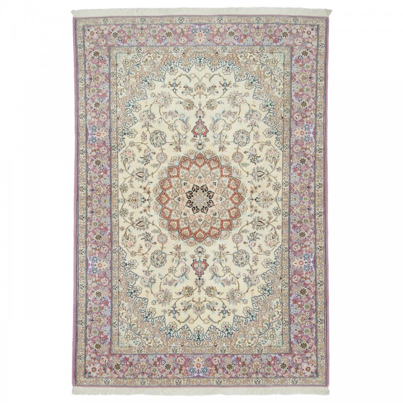 Handwoven Carpet, Corner Medallion Layout, Wool and Silk on Wool Warp, Nain, 197 × 283 cm Ref 10501016