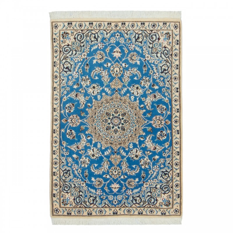 Handwoven Carpet, Corner Medallion Layout, Wool and Silk on Wool Warp, Nain, 87 × 133 cm Ref 10101317