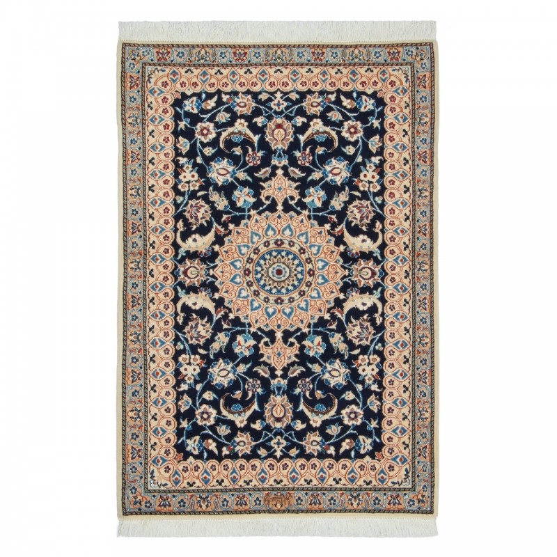 Handwoven Carpet, Corner Medallion Layout, Wool and Silk on Wool Warp, Nain, 90 × 133 cm Ref 10101319