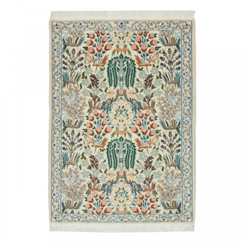 Handwoven Carpet, All-over Layout, Wool and Silk on Wool Warp, Nain, 90 × 125 cm Ref 10101321