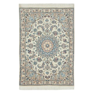 Handwoven Carpet, Corner Medallion Layout, Wool and Silk on Wool Warp, Nain, 80 × 123 cm Ref 10001323