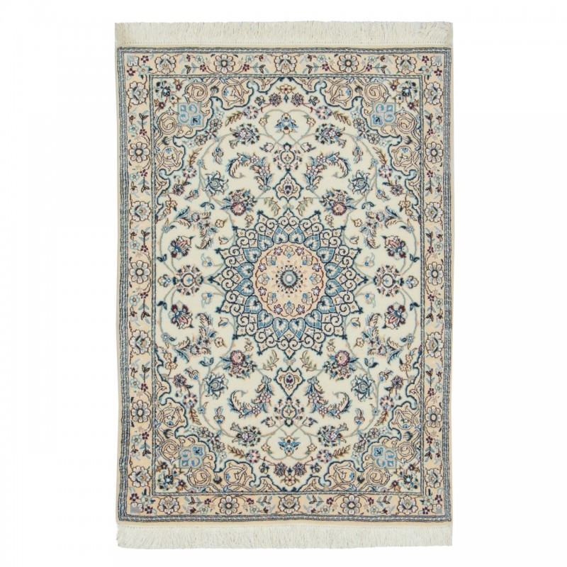 Handwoven Carpet, Corner Medallion Layout, Wool and Silk on Wool Warp, Nain, 80 × 123 cm Ref 10001323