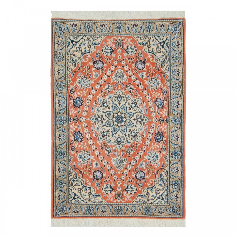 Handwoven Carpet, Corner Medallion Layout, Wool and Silk on Wool Warp, Nain, 85 × 123 cm Ref 10101326