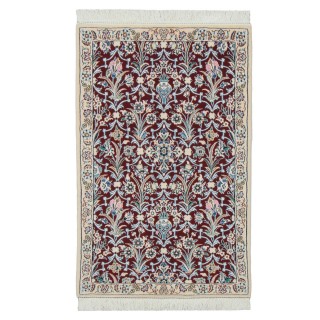 Handwoven Carpet, All-over Layout, Wool and Silk on Wool Warp, Nain, 80 × 123 cm Ref 10001328
