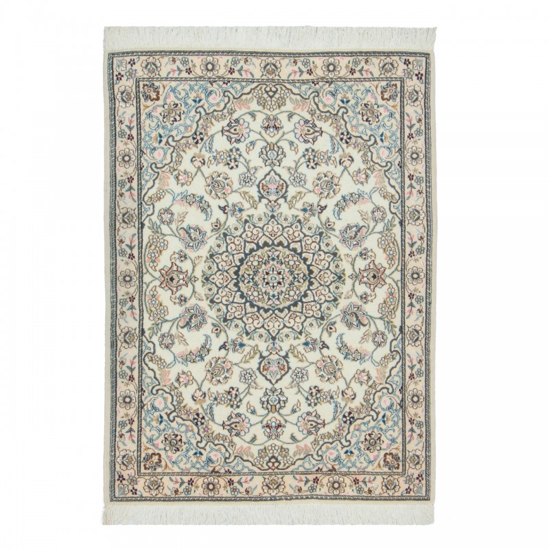 Handwoven Carpet, Corner Medallion Layout, Wool and Silk on Wool Warp, Nain, 92 × 127 cm Ref 10101329