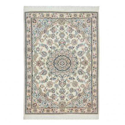 Handwoven Carpet, Corner Medallion Layout, Wool and Silk on Wool Warp, Nain, 92 × 127 cm Ref 10101329