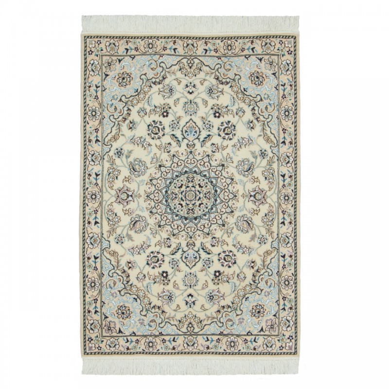 Handwoven Carpet, Corner Medallion Layout, Wool and Silk on Wool Warp, Nain, 90 × 130 cm Ref 10101330