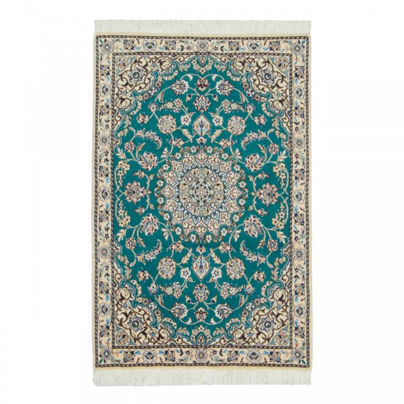 Handwoven Carpet, Corner Medallion Layout, Wool and Silk on Wool Warp, Nain, 78 × 118 cm Ref 10001331