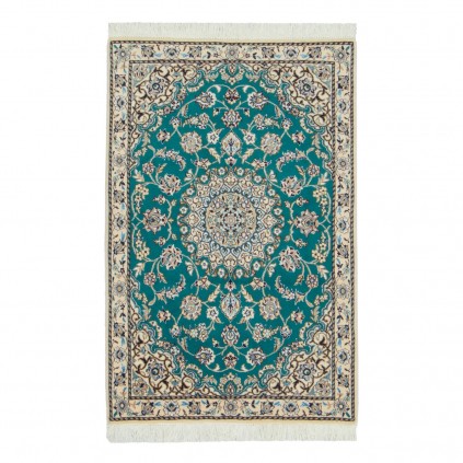 Handwoven Carpet, Corner Medallion Layout, Wool and Silk on Wool Warp, Nain, 78 × 118 cm Ref 10001331