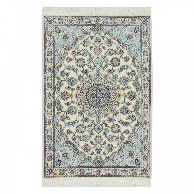 Handwoven Carpet, Corner Medallion Layout, Wool and Silk on Wool Warp, Nain, 81 × 120 cm Ref 10001332