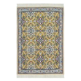 Handwoven Carpet, All-over Layout, Wool and Silk on Wool Warp, Nain, 82 × 113 cm Ref 10001333