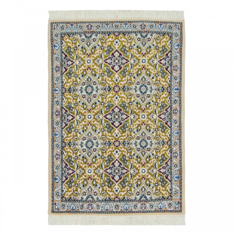 Handwoven Carpet, All-over Layout, Wool and Silk on Wool Warp, Nain, 82 × 113 cm Ref 10001333