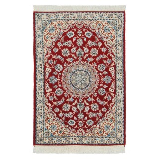 Handwoven Carpet, Corner Medallion Layout, Wool and Silk on Wool Warp, Nain, 80 × 115 cm Ref 10001334