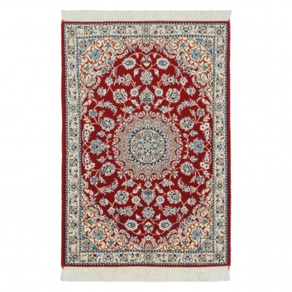 Handwoven Carpet, Corner Medallion Layout, Wool and Silk on Wool Warp, Nain, 80 × 115 cm Ref 10001334