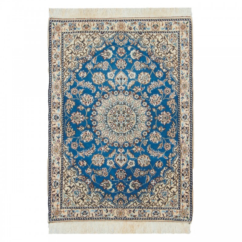 Handwoven Carpet, Corner Medallion Layout, Wool and Silk on Wool Warp, Nain, 84 × 114 cm Ref 10001336