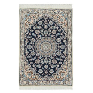 Handwoven Carpet, Corner Medallion Layout, Wool and Silk on Wool Warp, Nain, 80 × 113 cm Ref 10001337