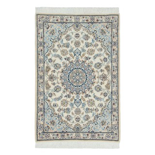 Handwoven Carpet, Corner Medallion Layout, Wool and Silk on Wool Warp, Nain, 80 × 117 cm Ref 10001343